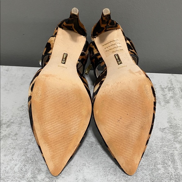 Louise et Cie Leather cow hair high heels with gold-tone accents. Size7.5 - Picture 14 of 15